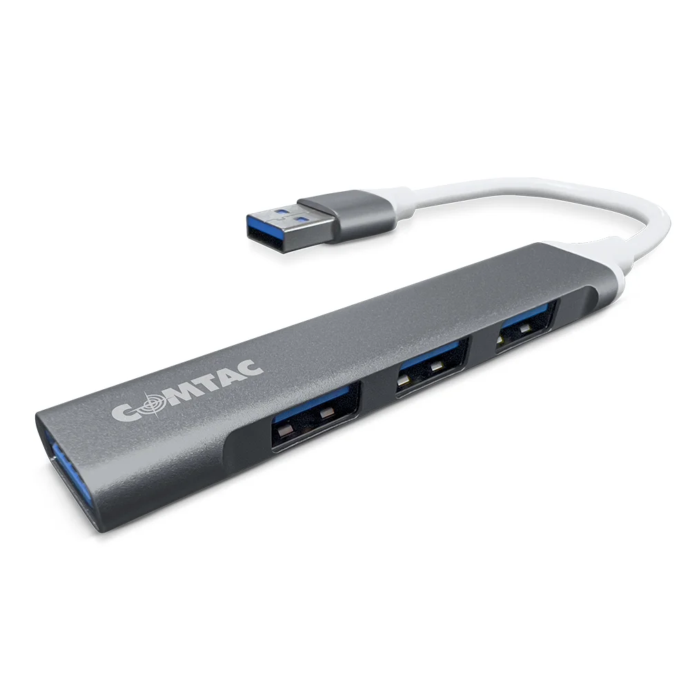 Imagem 2 de 4 do produto Hub Usb 3.0 E Usb 2.0 Alumínio 4 Portas Cinza Comtac 1102