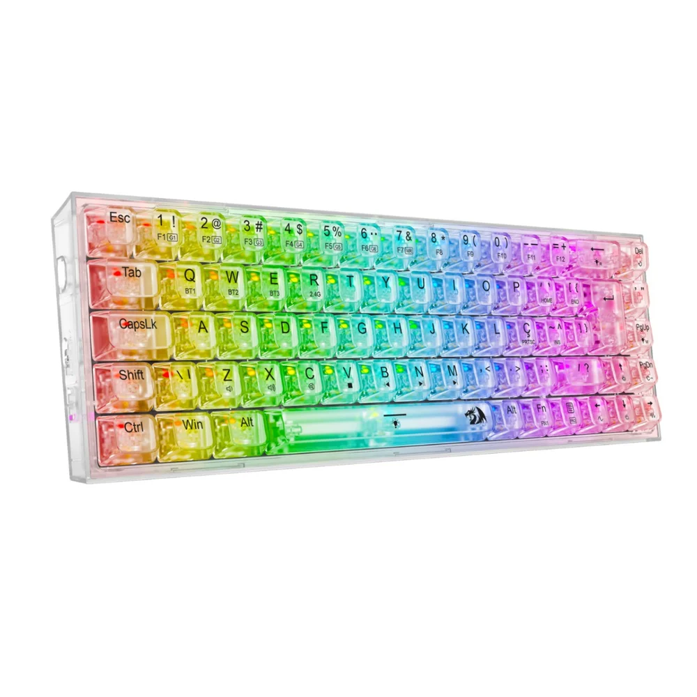 Imagem 3 de 5 do produto Teclado Mecânico Gamer Redragon Transparente Castor Pro RGB K631ct-RGB-pro