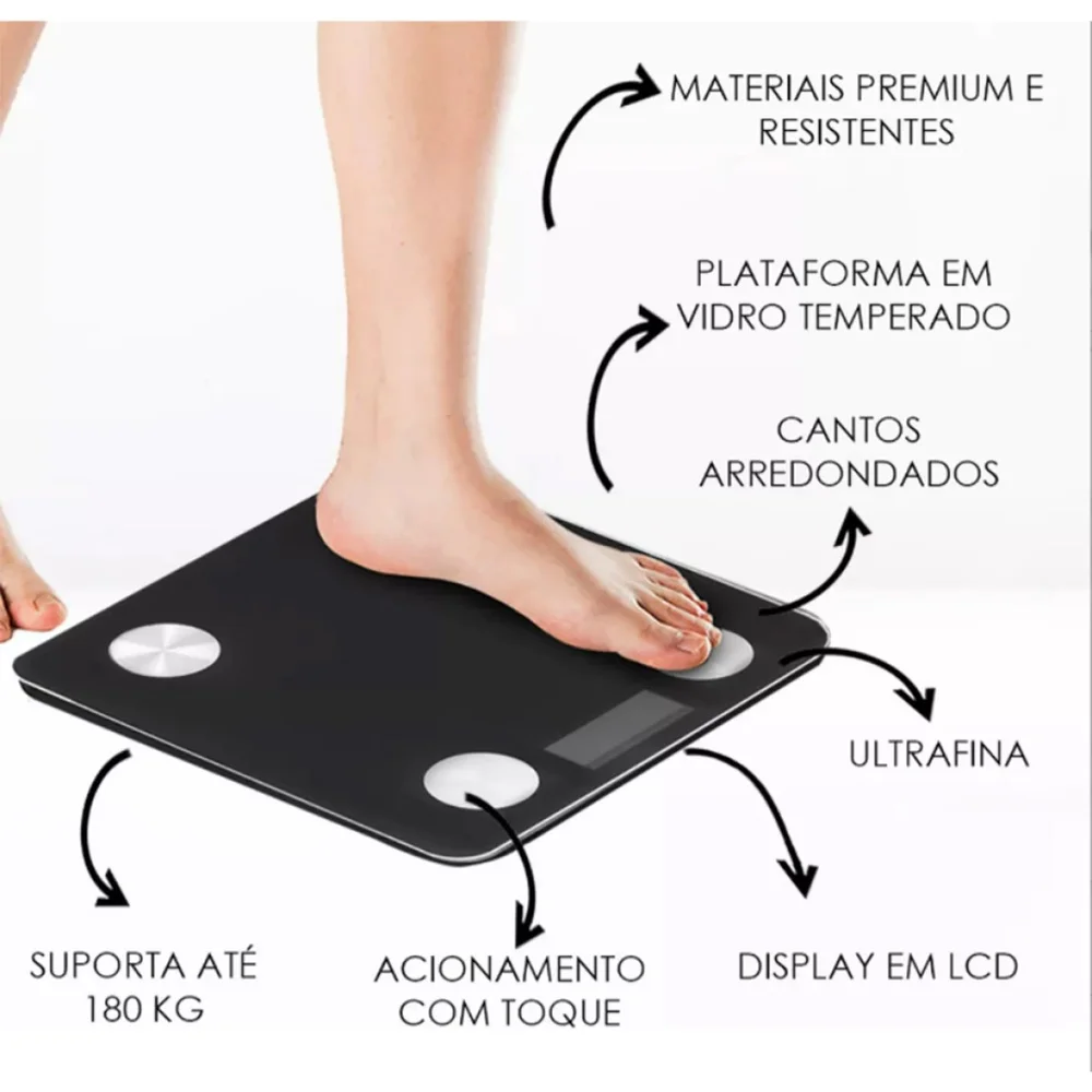 Imagem 3 de 5 do produto Balança Digital Smart Bioimpedância Bluetooth Alta Precisão 180kg