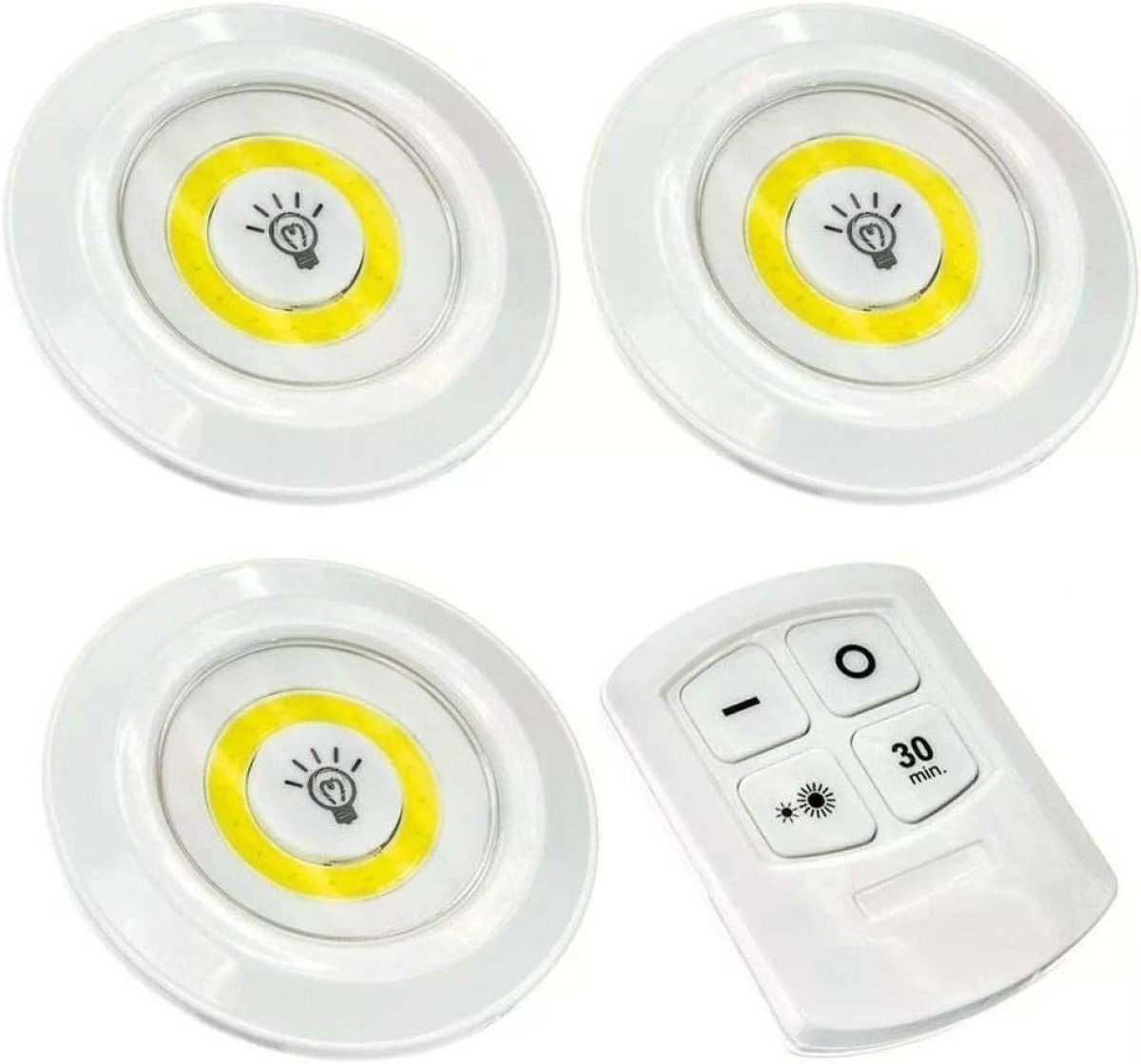 Kit 3 Lâmpadas Luminária LED Sem Fio Com Controle Remoto Adesivo Fácil Instalação