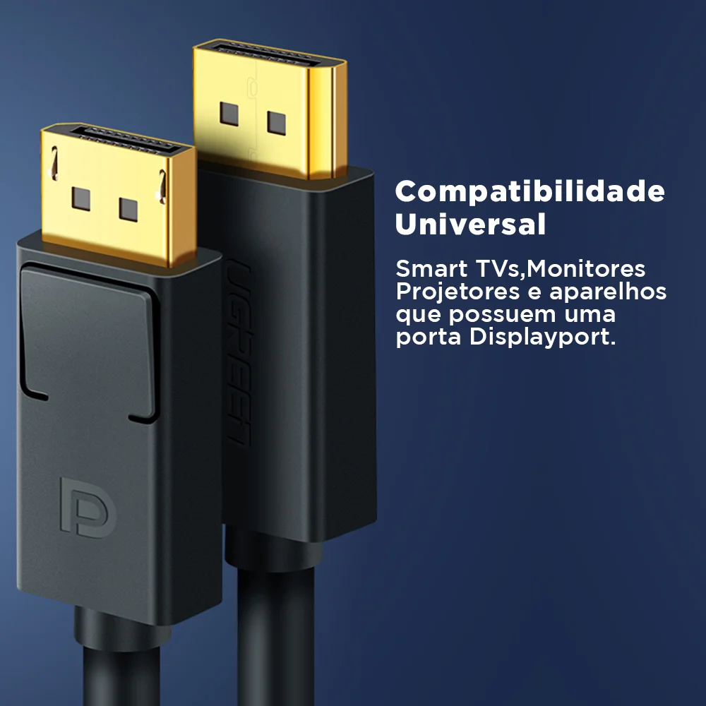 Imagem 5 de 5 do produto Cabo Vídeo Displayport Ugreen 4k-60hz Macho 1.5m Preto