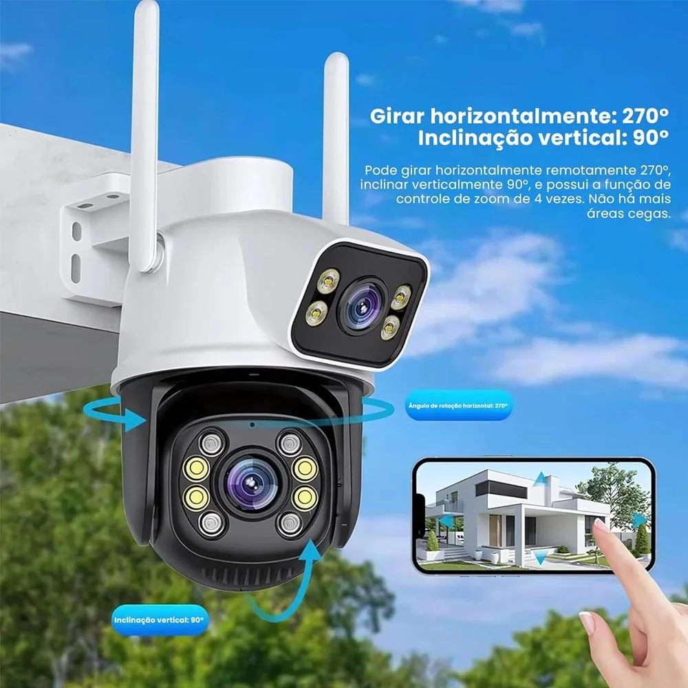 Imagem 2 de 5 do produto Câmera De Segurança Dupla Wi-fi Smart Angulo Duplo A28b 3mp Icsee
