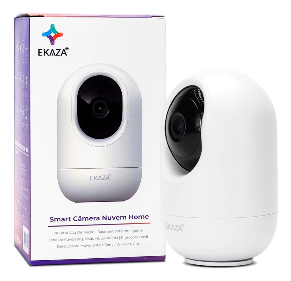 Câmera Interna Baba Inteligente Hd 2k 3mp Visão Noturna Tuya Smart Life Alexa Google Ekgd-t4117