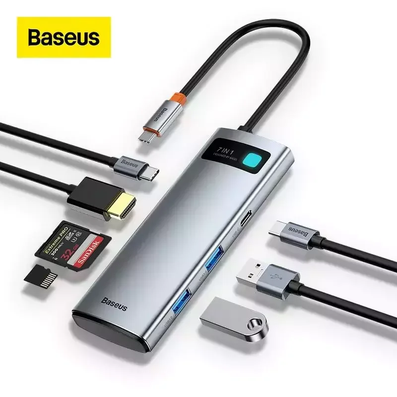 Imagem 2 de 5 do produto Hub Adaptador Baseus 7 Em 1 Clarity 4k@60hz Tipo C Usb 3.0.