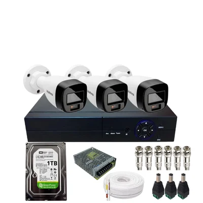 Kit 3 Câmera Intelbras Full Color 1120b Dvr 04c Hd 1TB Instalado No Dvr Completo