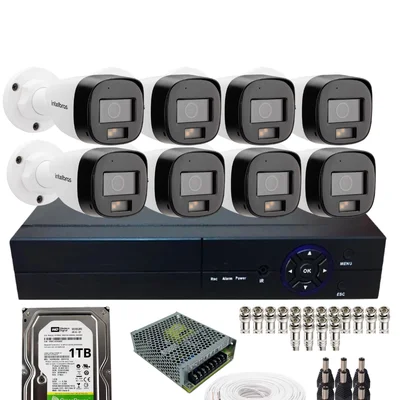 Kit  Cftv Intelbras 8 Câmeras Vhd 3220b Full Color E Áuidio Dvr Alta Performance 8ch Hd 1tera