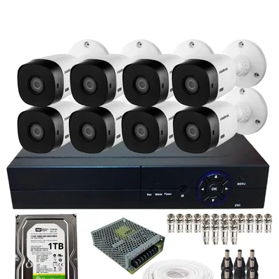 Kit 8 Câmeras Intelbras Vhd 1220b 20m Dvr De 8 Canais Alta Performance Hd 1TB