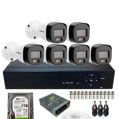 Kit 6 Câmeras De Segurança Intelbras Vhd 3220 B Full Color Com Áudio Dvr 8 Canais  Alta Performance Com Hh