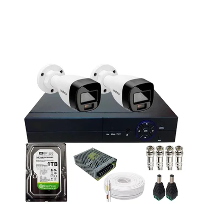 Kit 2 Câmera Intelbras Full Color 1120b Dvr 04c Hd 1TB Instalado No Dvr