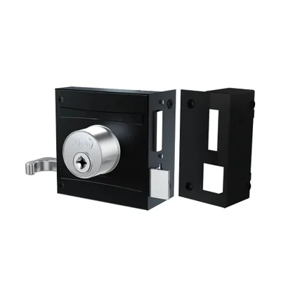 Fechadura De Sobrepor 1701/80 Tetra Chave Preto Fosco Com Espelho Cromado Stam