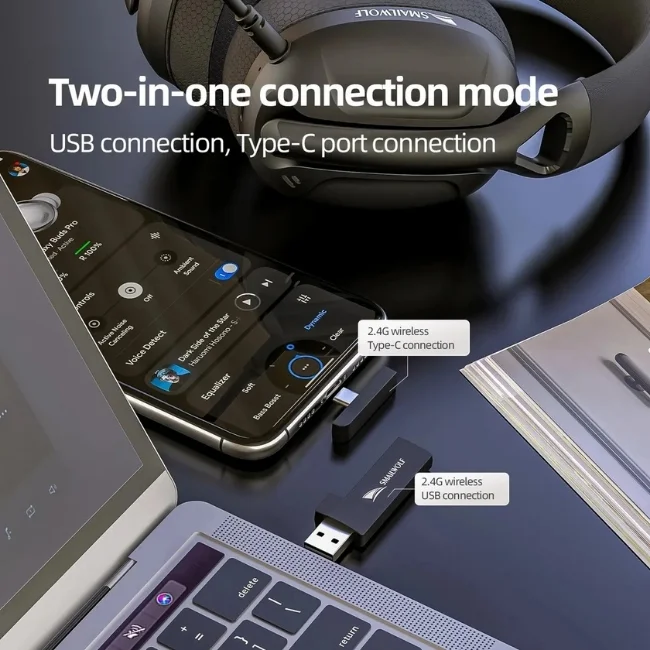 Imagem 3 de 5 do produto Headset Wireless Smailwolf L80, Microfone Removível, Bluetooth, 2.4ghz