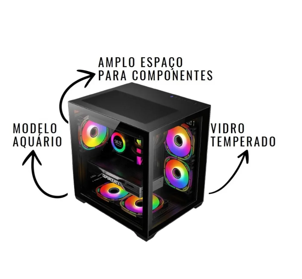 PC Gamer Alligator Shop Amd Ryzen 5 5500, Geforce RTX 5060 8GB, Memória 16gb Ddr4, SSD 1TB Nvme - view 4