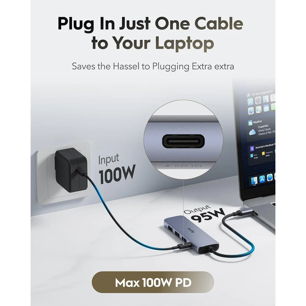 Imagem 4 de 5 do produto Hub Usb-c Cudy Uh405 5 Em 1 Usb HDMI 4k Pd 100w Usb-a Até 5gbps - Uh405 V1.0