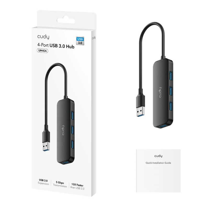 Imagem 2 de 3 do produto Hub Usb Cudy Uh40a 4 Portas Usb-a 3.2 5 Gbps Preto - Uh40a V1.0