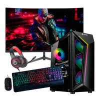 "Computador PC Gamer Intel Core i9 11ª Geração 32gb Ram, Nvme 1TB, RTX 5060, Monitor 24"" 165hz Curvo Com Áudio - Preto"