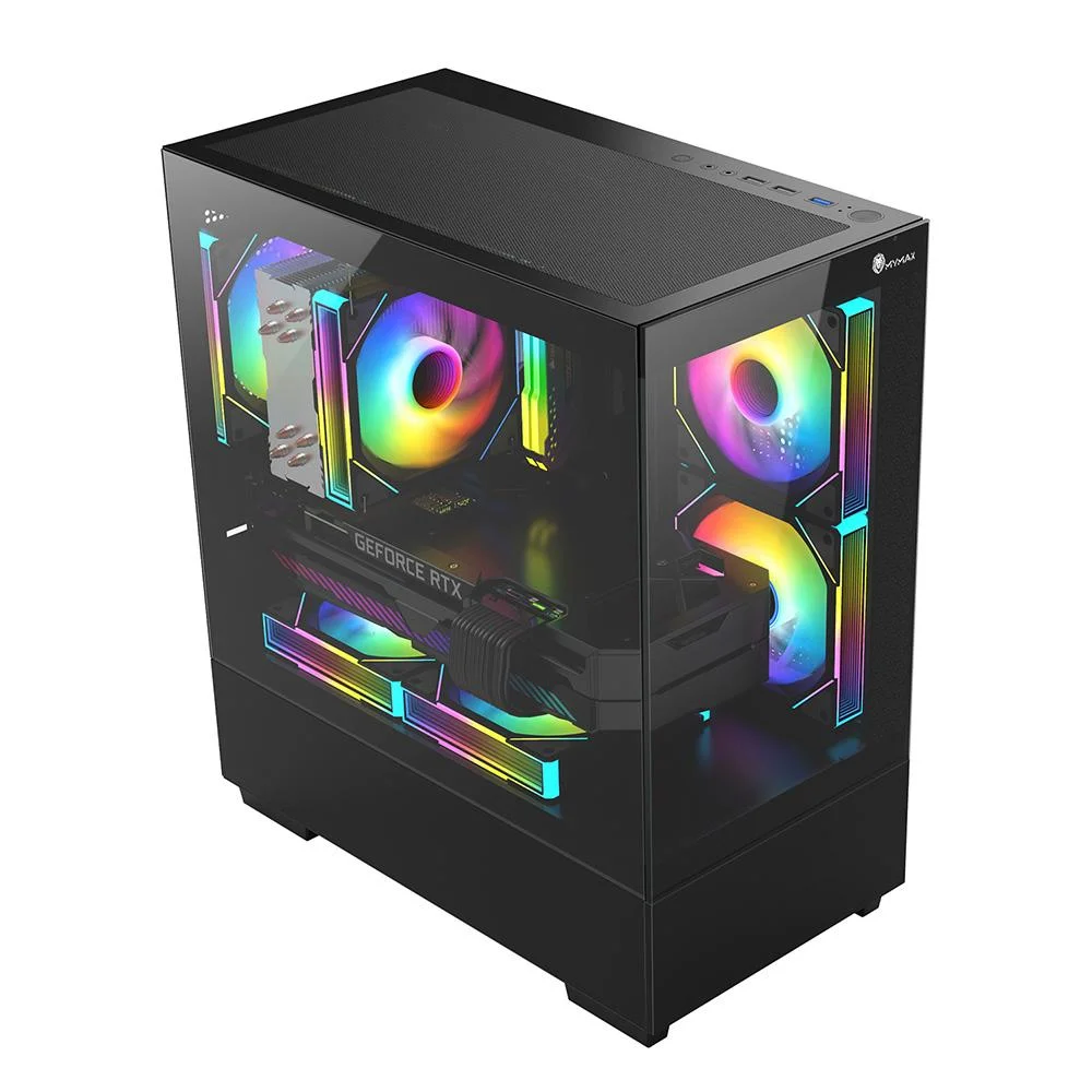 Imagem 2 de 3 do produto Gabinete Gamer Kyrios Micro Atx 3 Fans Rbg Preto Mymax Mymax