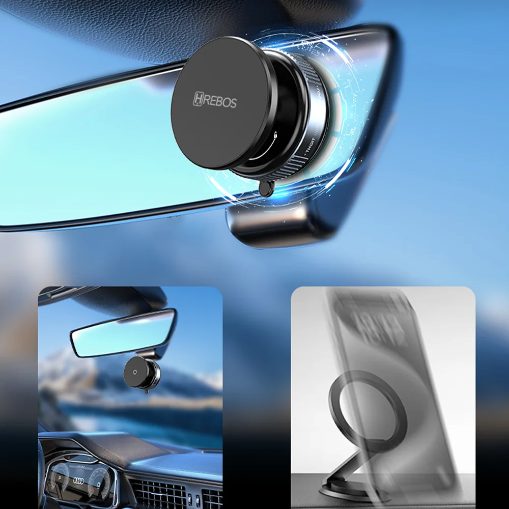 Imagem 3 de 5 do produto Suporte Veicular Fixação Por Sucção E Magnética Premium Air Dock - Hrebos