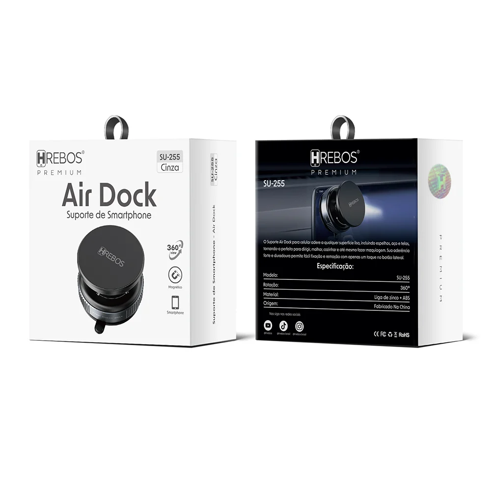 Imagem 5 de 5 do produto Suporte Veicular Fixação Por Sucção E Magnética Premium Air Dock - Hrebos
