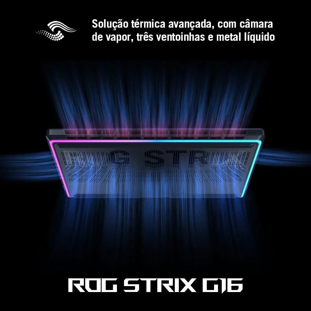 Notebook Gamer Rog Strix G16 G615jpr Nvidia RTX 5070 Intel Core i9 14900hx 32gb Ram 1TB SSD WINDOWS 11 Home Tela 16" 240hz LED Cinza - S5001w