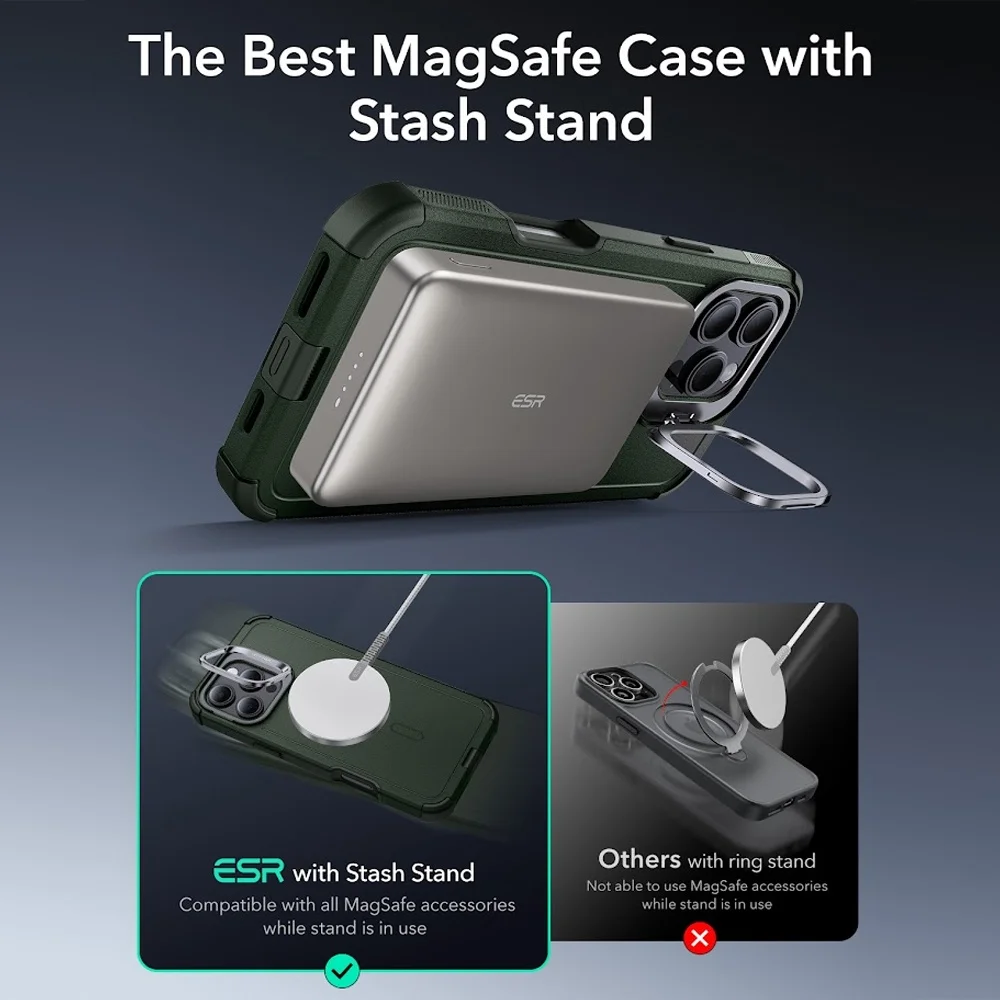 Imagem 5 de 5 do produto Esr Cyber Armor With Stash Stand Iphone 16 Pro Max Green 1a76605