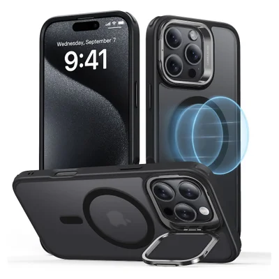 Capa iPhone 16 Pro Max Esr com Suporte Stash Preto Fosco