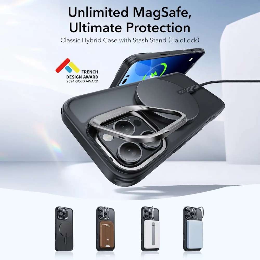 Imagem 4 de 5 do produto Capa iPhone 16 Pro Max Esr com Suporte Stash Preto Fosco