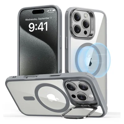 Esr Classic Hybrid With Stash Stand Iphone 16 Pro Grey Clear 1a74904