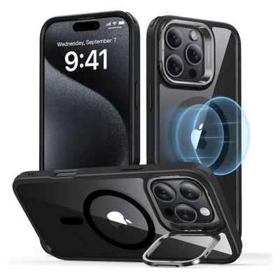 Esr Classic Hybrid With Stash Stand Iphone 16 Pro Max Clear Black 1a75002