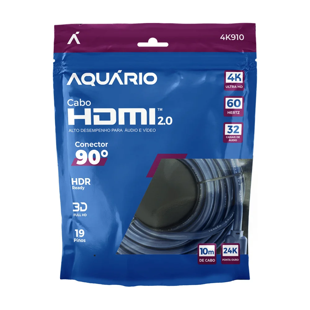 Imagem 4 de 4 do produto Cabo HDMI Aquário 4k910 4k Conector 90° - 10m