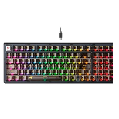 Teclado Gamer Havit Kb875l Mecânico Switch Red Rgb Preto Idioma Inglês Us