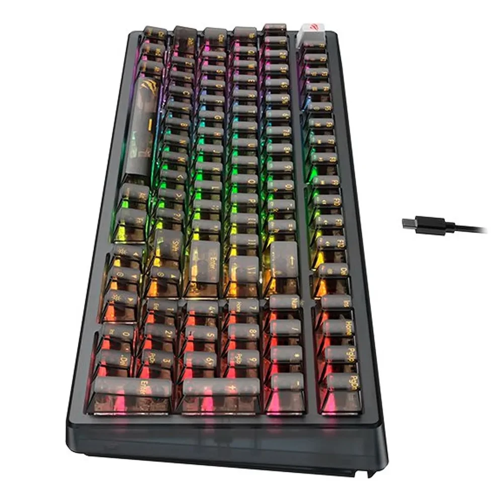 Teclado Gamer Havit Kb875l Mecânico Switch Red Rgb Preto Idioma Inglês Us