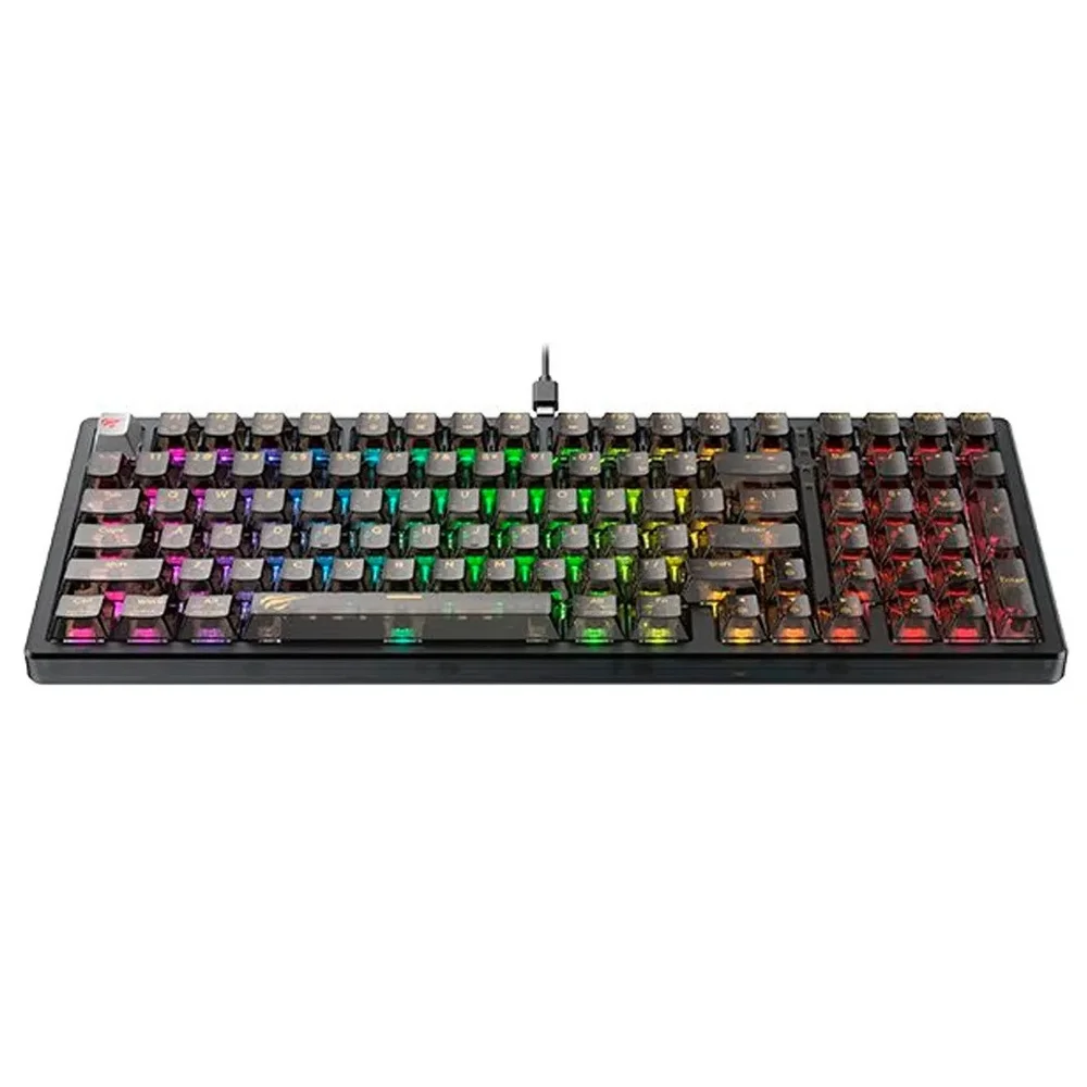 Teclado Gamer Havit Kb875l Mecânico Switch Red Rgb Preto Idioma Inglês Us