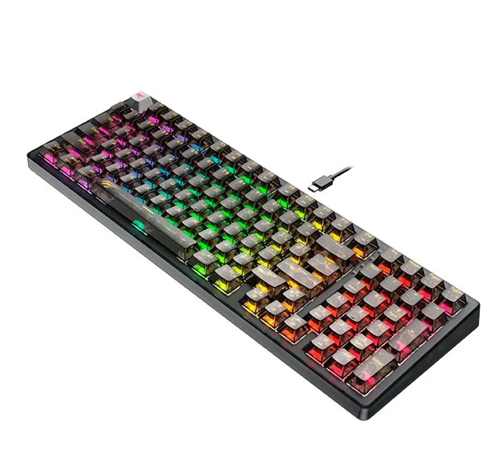 Teclado Gamer Havit Kb875l Mecânico Switch Red Rgb Preto Idioma Inglês Us