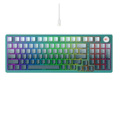 Teclado Gamer Havit Kb899l Mecânico Rgb Verde.