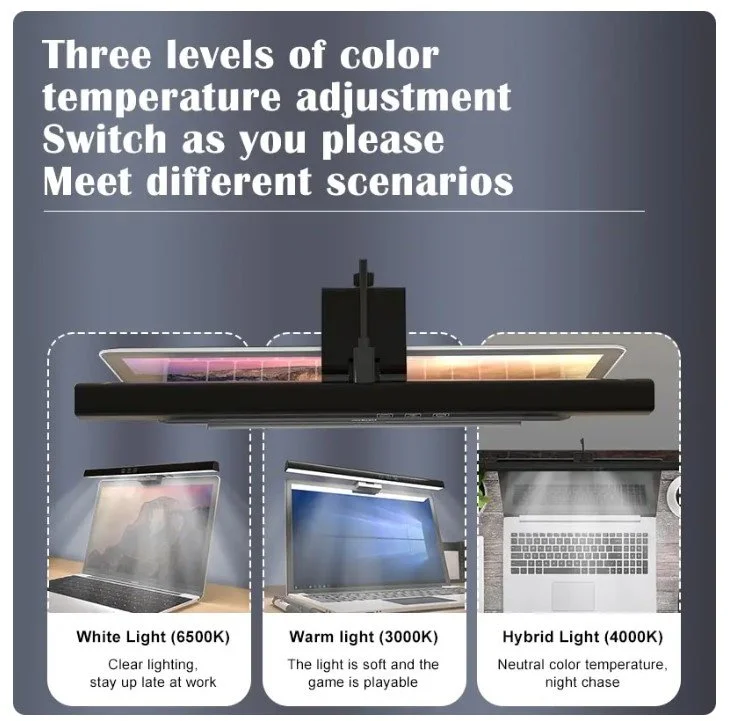 Imagem 5 de 5 do produto Luminária LED Para monitor E notebooks Iluminação Regulável