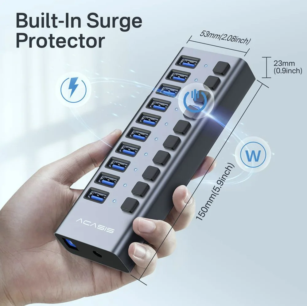 Imagem 2 de 5 do produto Hub Com 10 Portas Usb 3.0 Com Interruptores Individuais