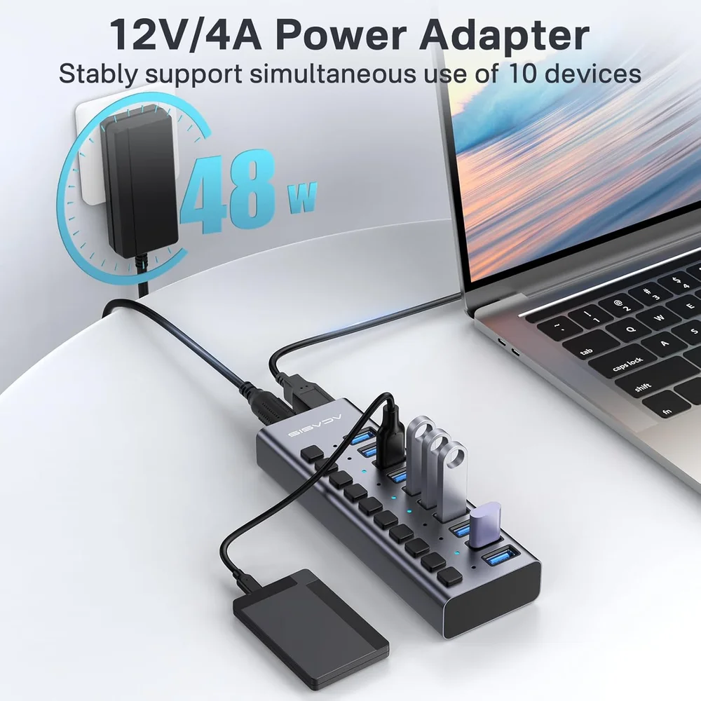 Imagem 4 de 5 do produto Hub Com 10 Portas Usb 3.0 Com Interruptores Individuais
