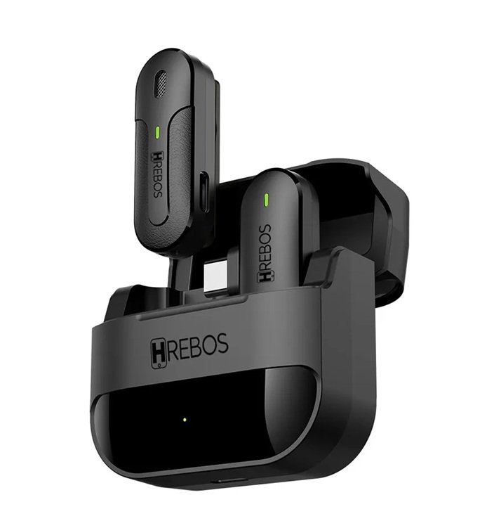 Microfone De Lapela Hrebos Clip Voice S One Tipo C - Preto