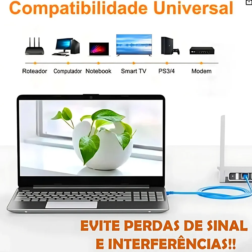 Imagem 2 de 5 do produto Cabo De Rede Ethernet Patch Cord Rj45 Cat5e Utp- 3 Metros