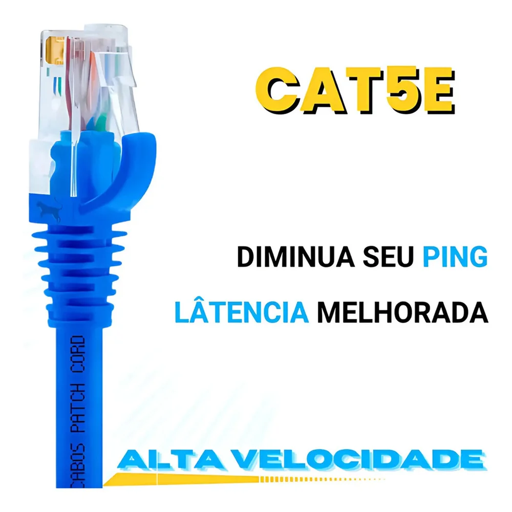 Imagem 5 de 5 do produto Cabo De Rede Ethernet Patch Cord Rj45 Cat5e Utp- 3 Metros