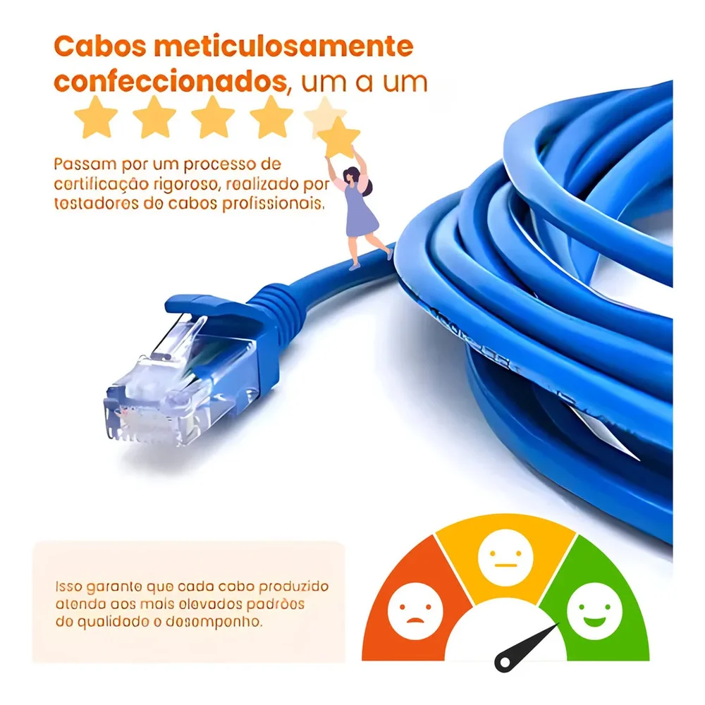 Imagem 3 de 5 do produto Cabo De Rede Ethernet Patch Cord Rj45 Cat5e Utp- 10 Metros