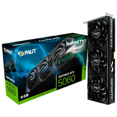 Placa De Vídeo Palit Geforce RTX 5060 Infinity 3, 8GB Gddr7, 128bits, Dlss4, Ray Tracing, Triple Fan - Ne75060019p1-gb2063s