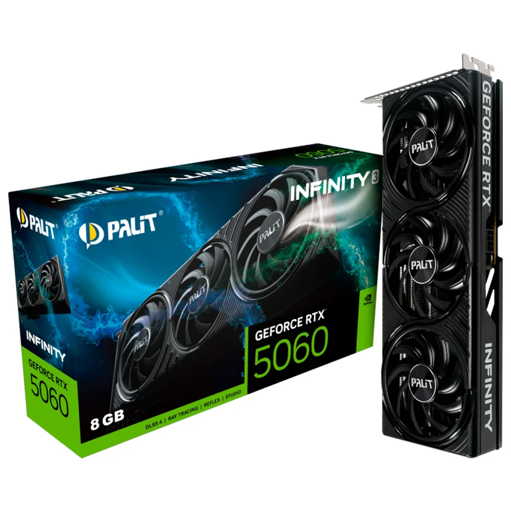 Placa De Vídeo Palit Geforce RTX 5060 Infinity 3, 8GB Gddr7, 128bits, Dlss4, Ray Tracing, Triple Fan - Ne75060019p1-gb2063s