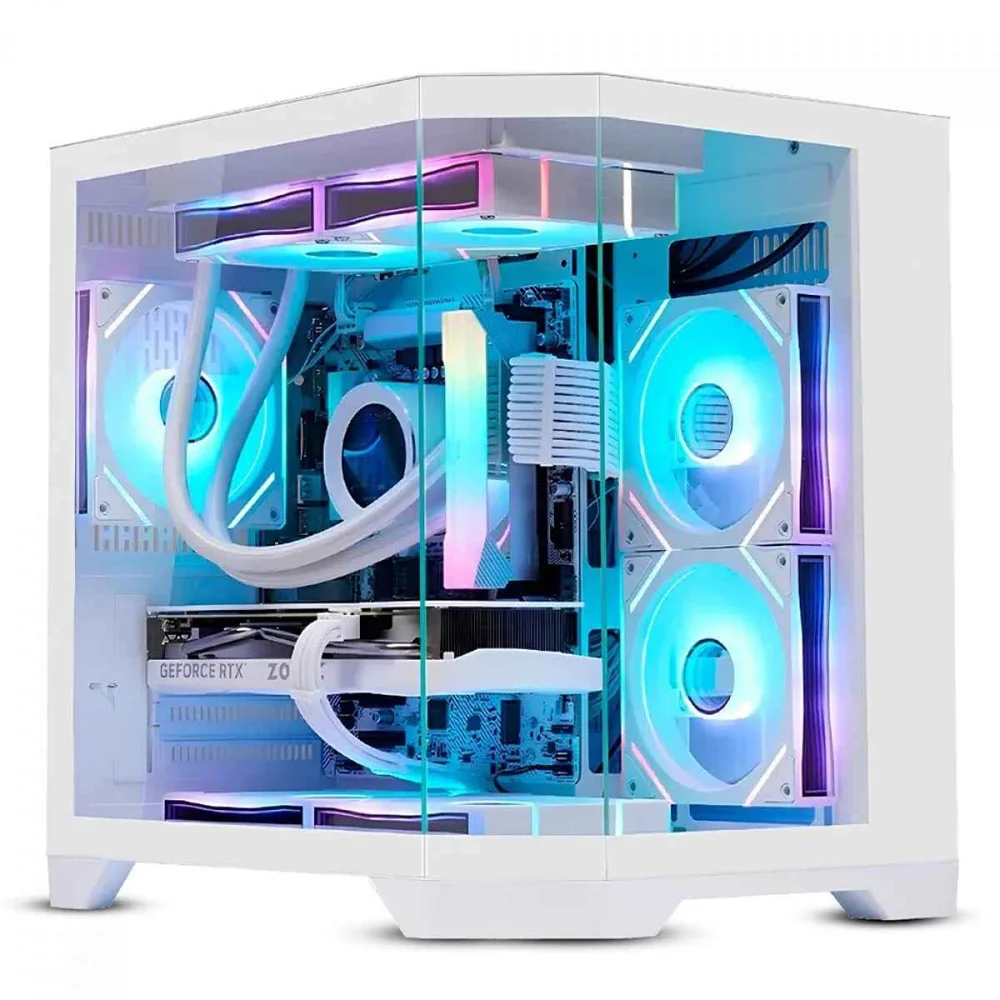 Gabinete Gamer Liketec Impossible Snow Cube Vidro Temperado S/ Fan - Branco