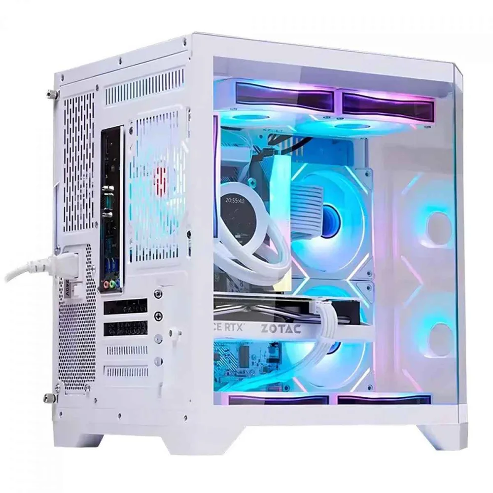 Imagem 2 de 5 do produto Gabinete Gamer Liketec Impossible Snow Cube Vidro Temperado S/ Fan - Branco