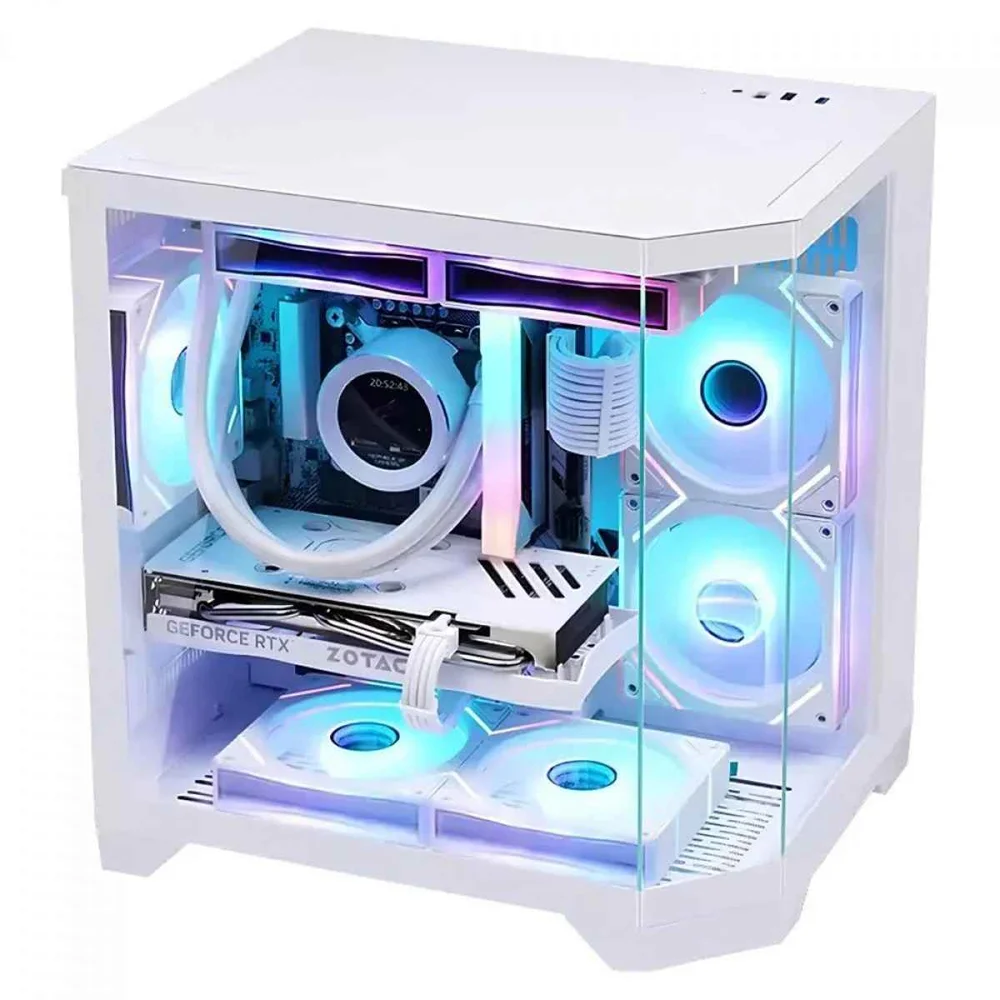 Imagem 3 de 5 do produto Gabinete Gamer Liketec Impossible Snow Cube Vidro Temperado S/ Fan - Branco