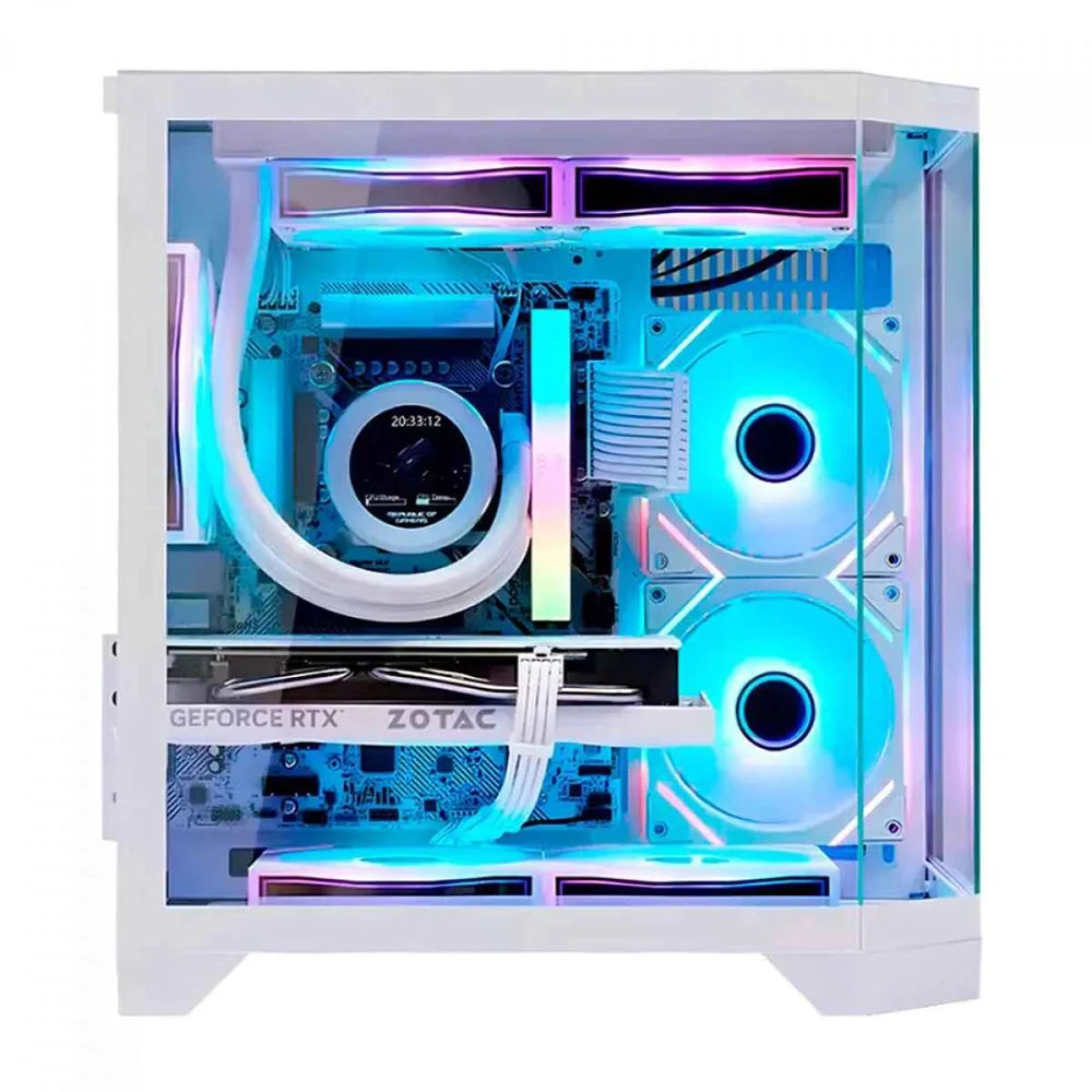 Imagem 4 de 5 do produto Gabinete Gamer Liketec Impossible Snow Cube Vidro Temperado S/ Fan - Branco