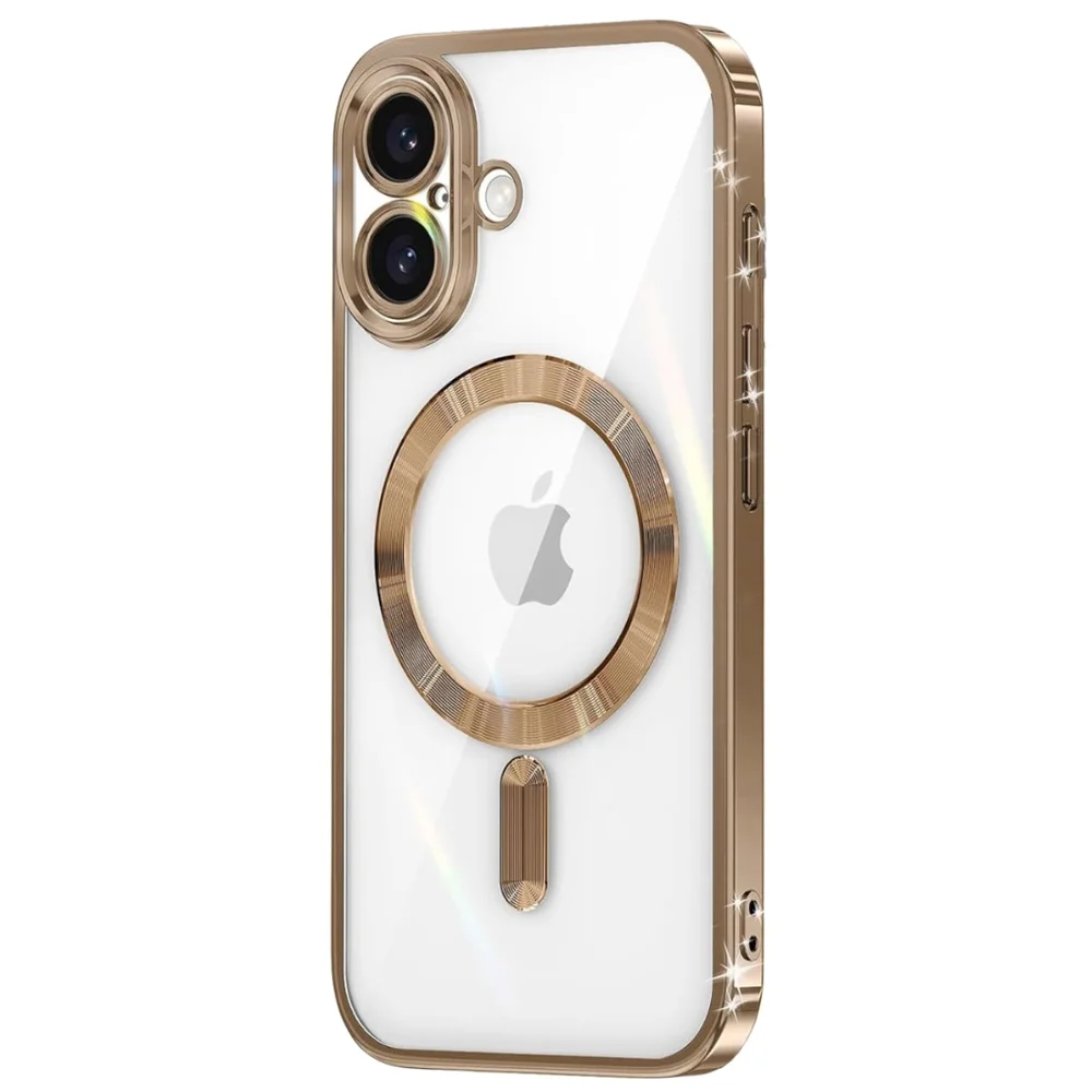 Imagem 1 de 5 do produto Capa Magsafe com Proteção Lente iPhone 16 - Tela 6.1 Cor: Dourado