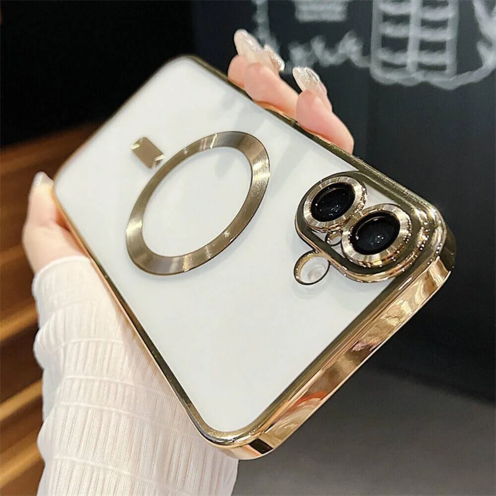 Imagem 3 de 5 do produto Capa Magsafe com Proteção Lente iPhone 16 - Tela 6.1 Cor: Dourado