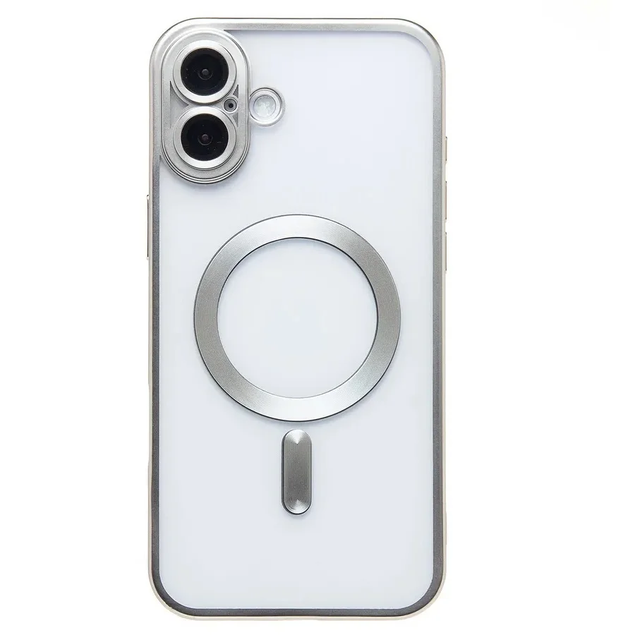 Imagem 1 de 5 do produto Capa Magsafe com Proteção Lente iPhone 16 Plus - Tela 6.7 Cor: Prata